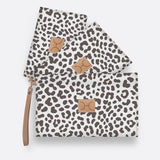 Kids Accessory Pouches 3 in 1 | Laminated Fabric with Genuine Leather Cheetah - White / Chunky Zip Pouch by Thandana