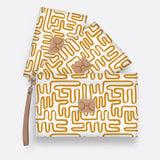 Kids Accessory Pouches 3 in 1 | Laminated Fabric with Genuine Leather Geo - Sand / Chunky Zip Pouch by Thandana