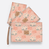 Kids Accessory Pouches 3 in 1 | Laminated Fabric with Genuine Leather Crazy Daisy - Blush / Chunky Zip Pouch by Thandana
