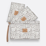 Kids Accessory Pouches 3 in 1 | Laminated Fabric with Genuine Leather Geo - Moonstruck / Chunky Zip Pouch by Thandana