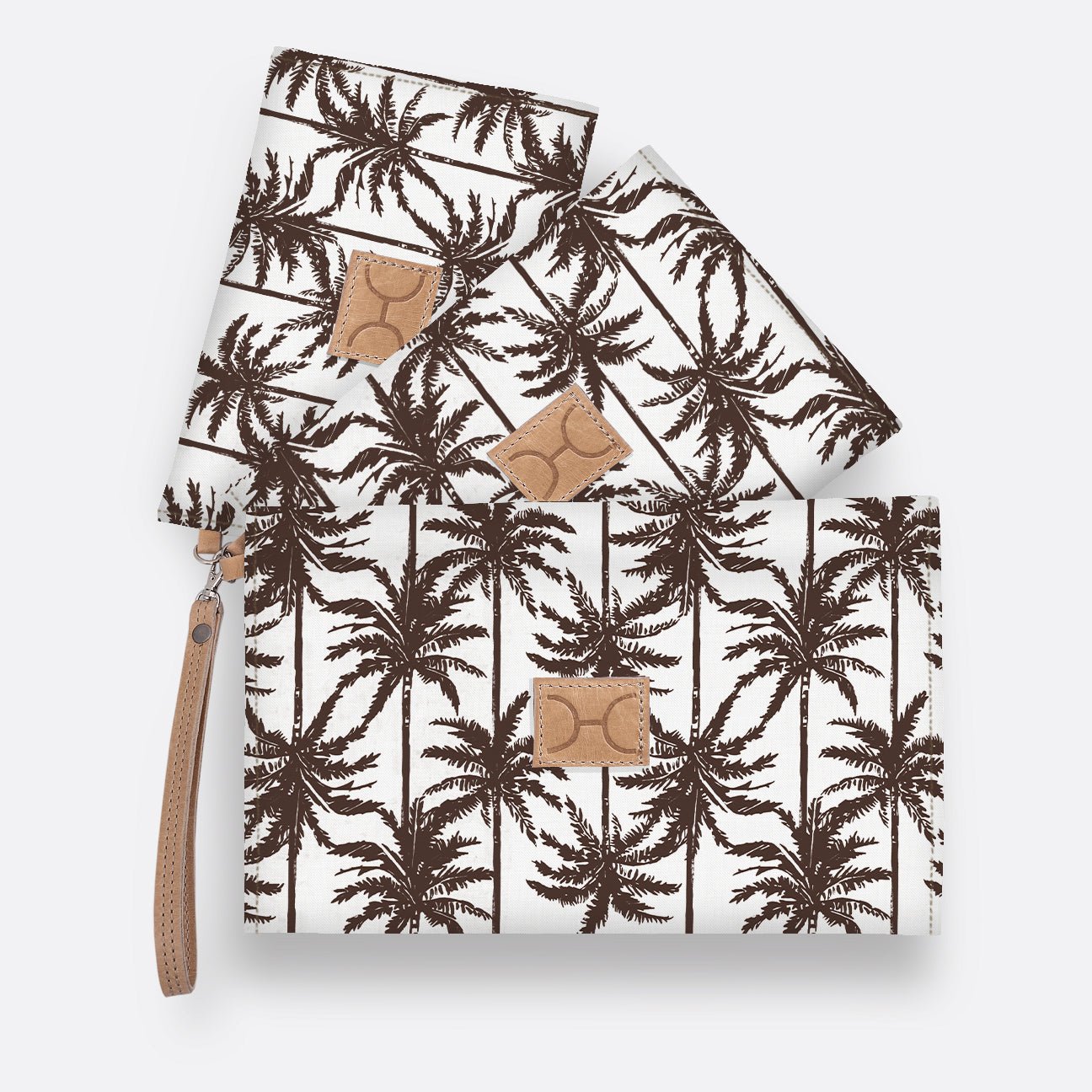 Kids Accessory Pouches 3 in 1 | Laminated Fabric with Genuine Leather Palm - Neutral / Chunky Zip Pouch by Thandana