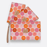 Kids Accessory Pouches 3 in 1 | Laminated Fabric with Genuine Leather Smiley - Blush / Chunky Zip Pouch by Thandana