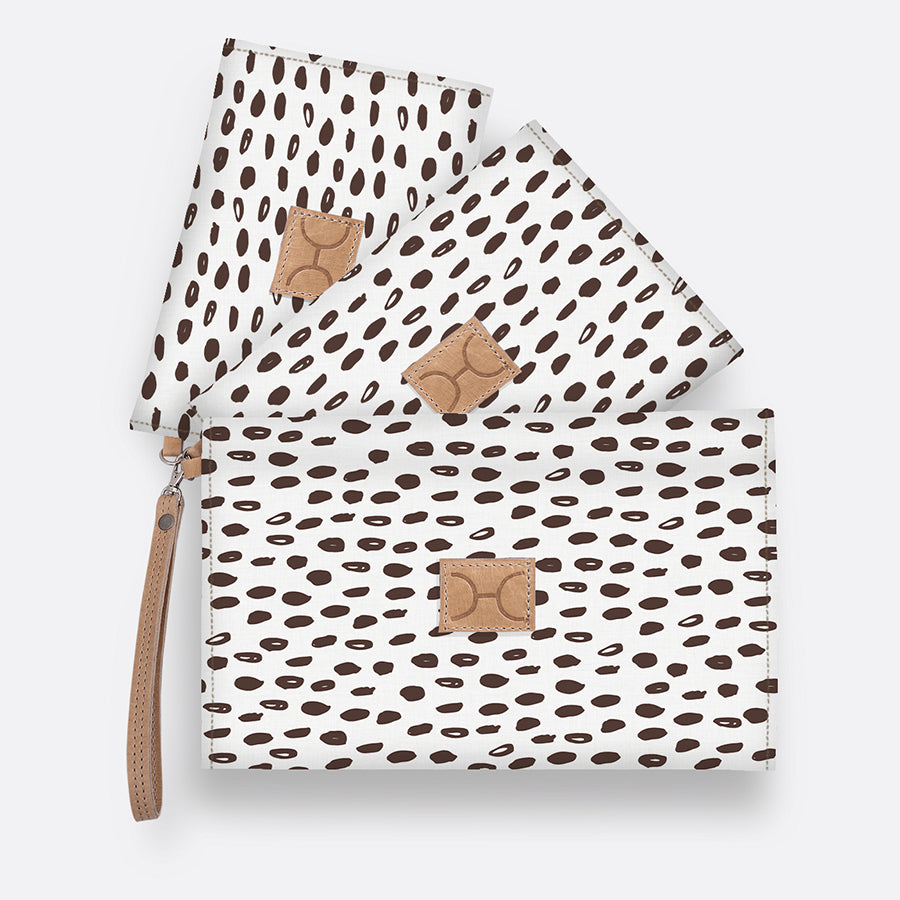 Kids Accessory Pouches 3 in 1 | Laminated Fabric with Genuine Leather Pouch by Thandana