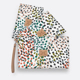 Kids Accessory Pouches 3 in 1 | Laminated Fabric with Genuine Leather Confetti - All About / Chunky Zip Pouch