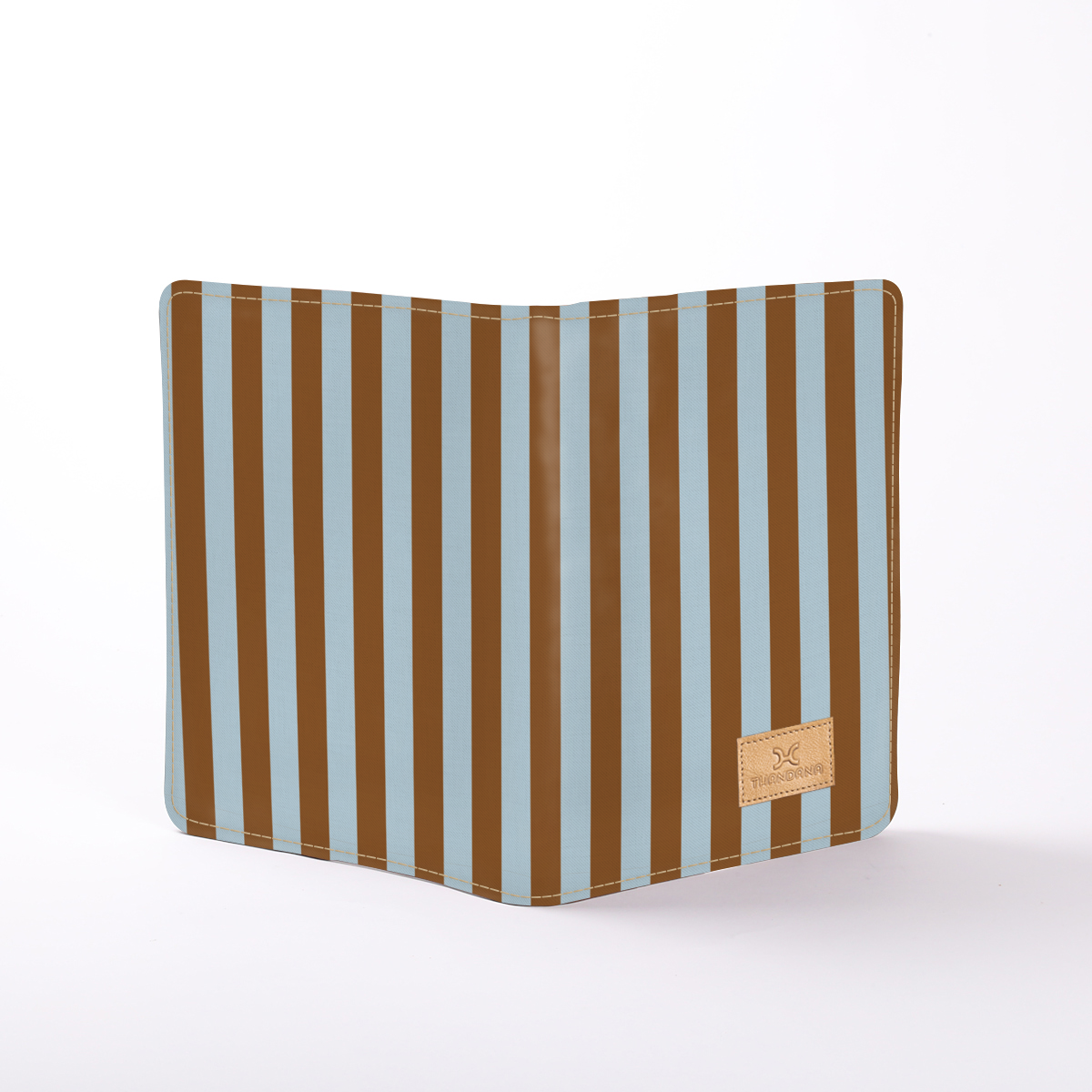 Kids B5 Notebook Hardcover | Laminated Fabric Coastal Stripe - Blue / Chunky Zip Notebook Cover by Thandana