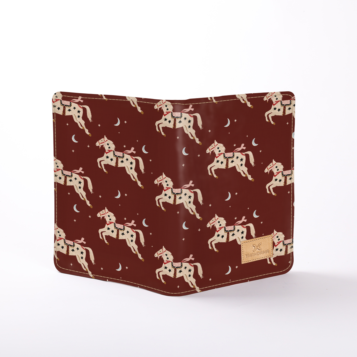 Kids B5 Notebook Hardcover | Laminated Fabric Midnight Pony - Cherry / Chunky Zip Notebook Cover by Thandana