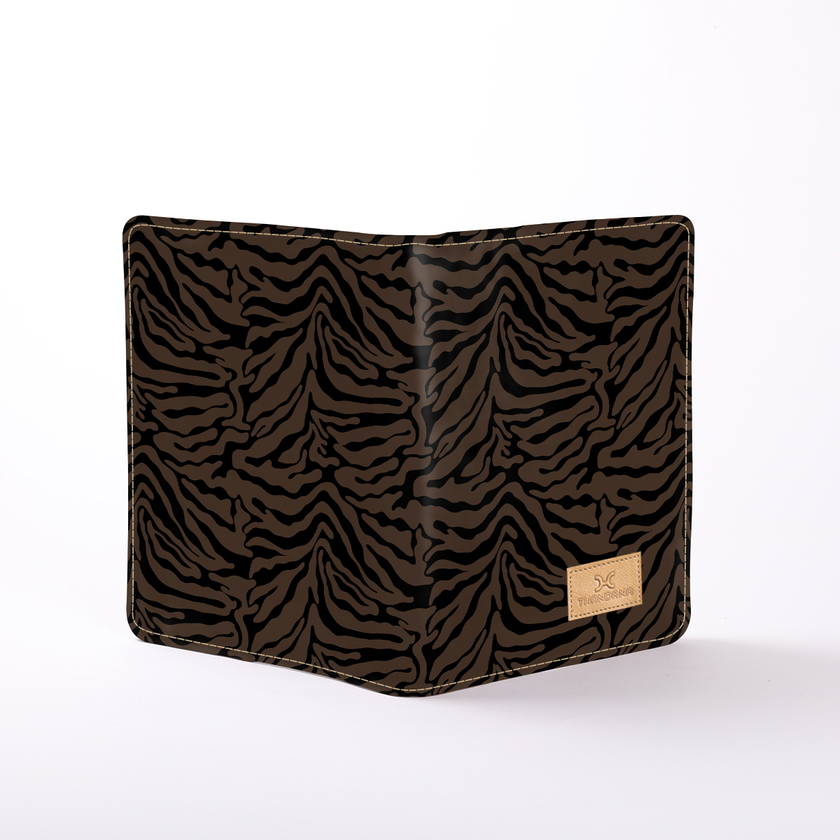 Kids B5 Notebook Hardcover | Laminated Fabric Nomad Stripe - Coffee / Chunky Zip Notebook Cover by Thandana