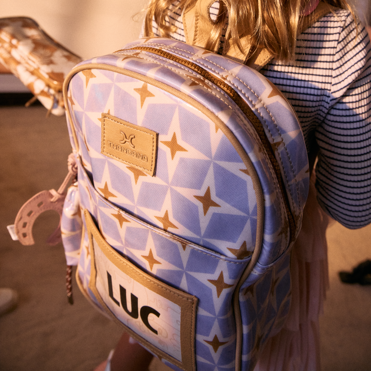 Kids Backpack | Laminated Fabric with Genuine Leather Kids Backpack by Thandana