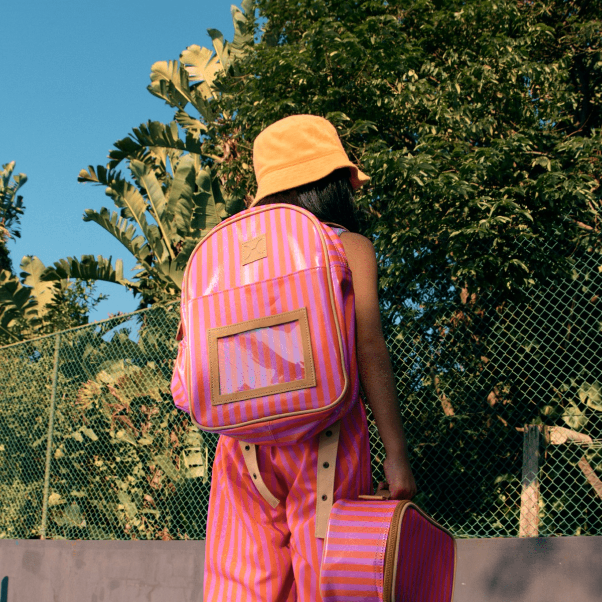 Kids Backpack | Laminated Fabric with Genuine Leather Kids Backpack by Thandana