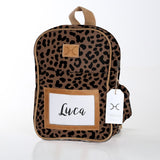 Kids Backpack | Laminated Fabric with Genuine Leather Cheetah - Coffee / Chunky Zip Kids Backpack by Thandana