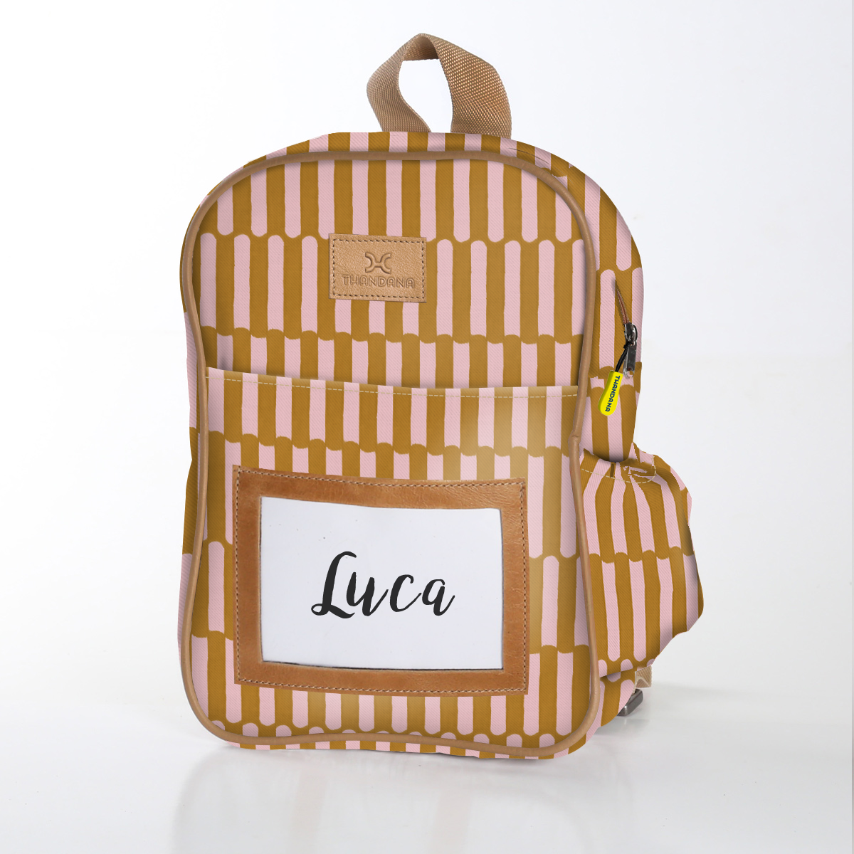 Kids Backpack | Laminated Fabric with Genuine Leather Indie - Sunset / Chunky Zip Kids Backpack by Thandana