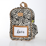 Kids Backpack | Laminated Fabric with Genuine Leather Nomad Stripe - Pitch / Chunky Zip Kids Backpack by Thandana