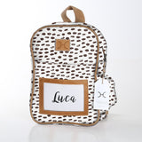 Kids Backpack | Laminated Fabric with Genuine Leather Seeds - White / Chunky Zip Kids Backpack by Thandana