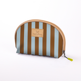 Kids Big Mouth Bag | Laminated Fabric Coastal Stripe - Blue / Chunky Zip Make Up Fabric Bag by Thandana