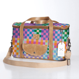 Kids Caddy Cooler | Laminated Fabric with Genuine Leather Checker - Preppy / Chunky Zip Caddy Cooler by Thandana