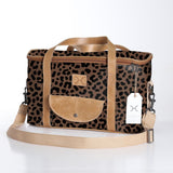 Kids Caddy Cooler | Laminated Fabric with Genuine Leather Cheetah - Coffee / Chunky Zip Caddy Cooler by Thandana