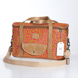 Kids Caddy Cooler | Laminated Fabric with Genuine Leather Cheetah - Preppy / Chunky Zip Caddy Cooler by Thandana