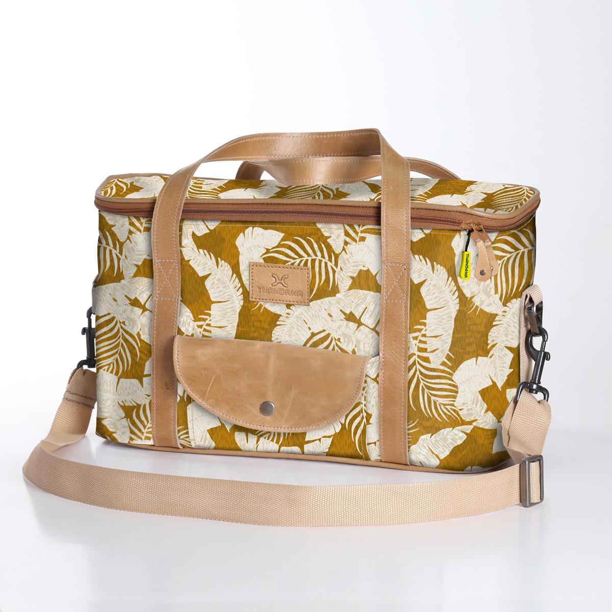 Kids Caddy Cooler | Laminated Fabric with Genuine Leather Fauna - Earth / Chunky Zip Caddy Cooler by Thandana