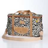 Kids Caddy Cooler | Laminated Fabric with Genuine Leather Nomad Stripe - Pitch / Chunky Zip Caddy Cooler by Thandana