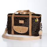 Kids Caddy Cooler | Laminated Fabric with Genuine Leather Nomad Stripe - Coffee / Chunky Zip Caddy Cooler by Thandana