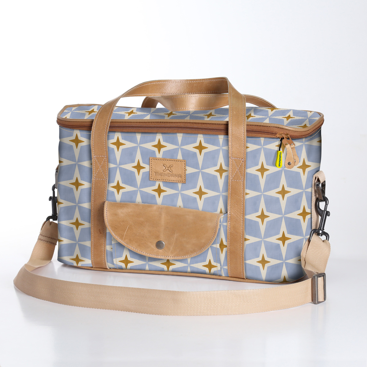 Kids Caddy Cooler | Laminated Fabric with Genuine Leather Nova - Mist / Chunky Zip Caddy Cooler by Thandana
