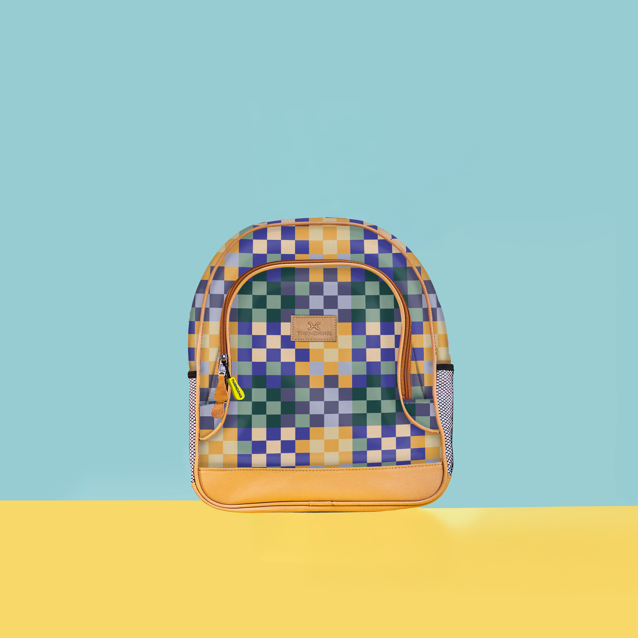 Kids Chubbie Backpack | Laminated Fabric Checker - Jet Kids Backpack by Thandana