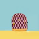 Kids Chubbie Backpack | Laminated Fabric Checkmate - Cherry Kids Backpack by Thandana