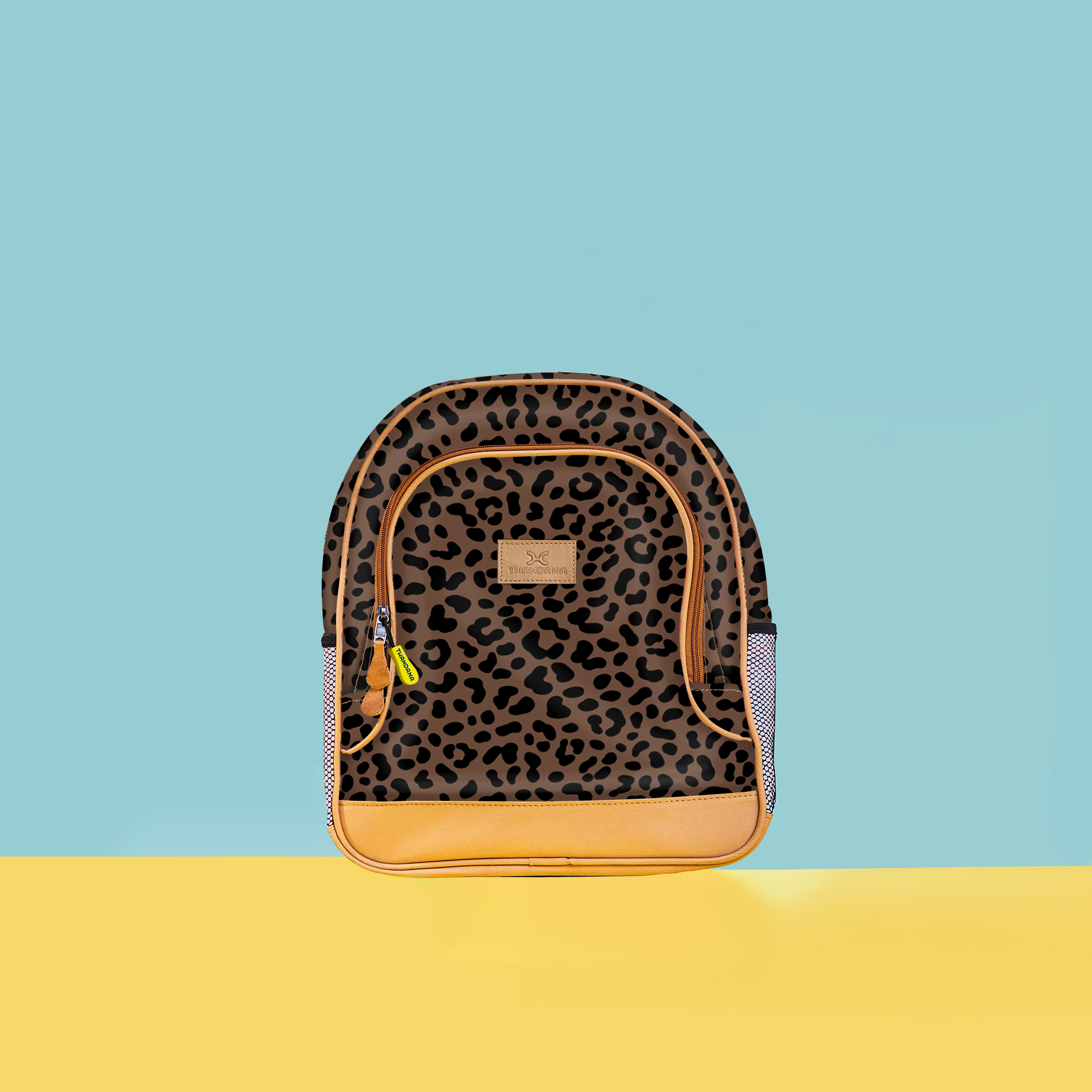 Kids Chubbie Backpack | Laminated Fabric Cheetah - Coffee Kids Backpack by Thandana