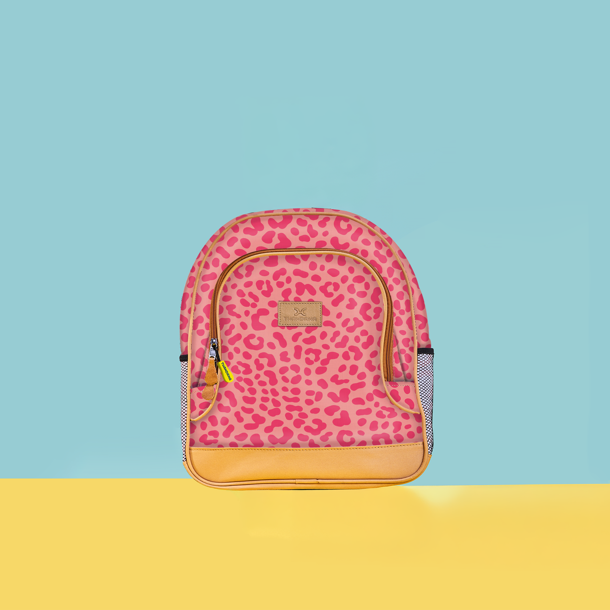 Kids Chubbie Backpack | Laminated Fabric Cheetah - Pink Kids Backpack by Thandana