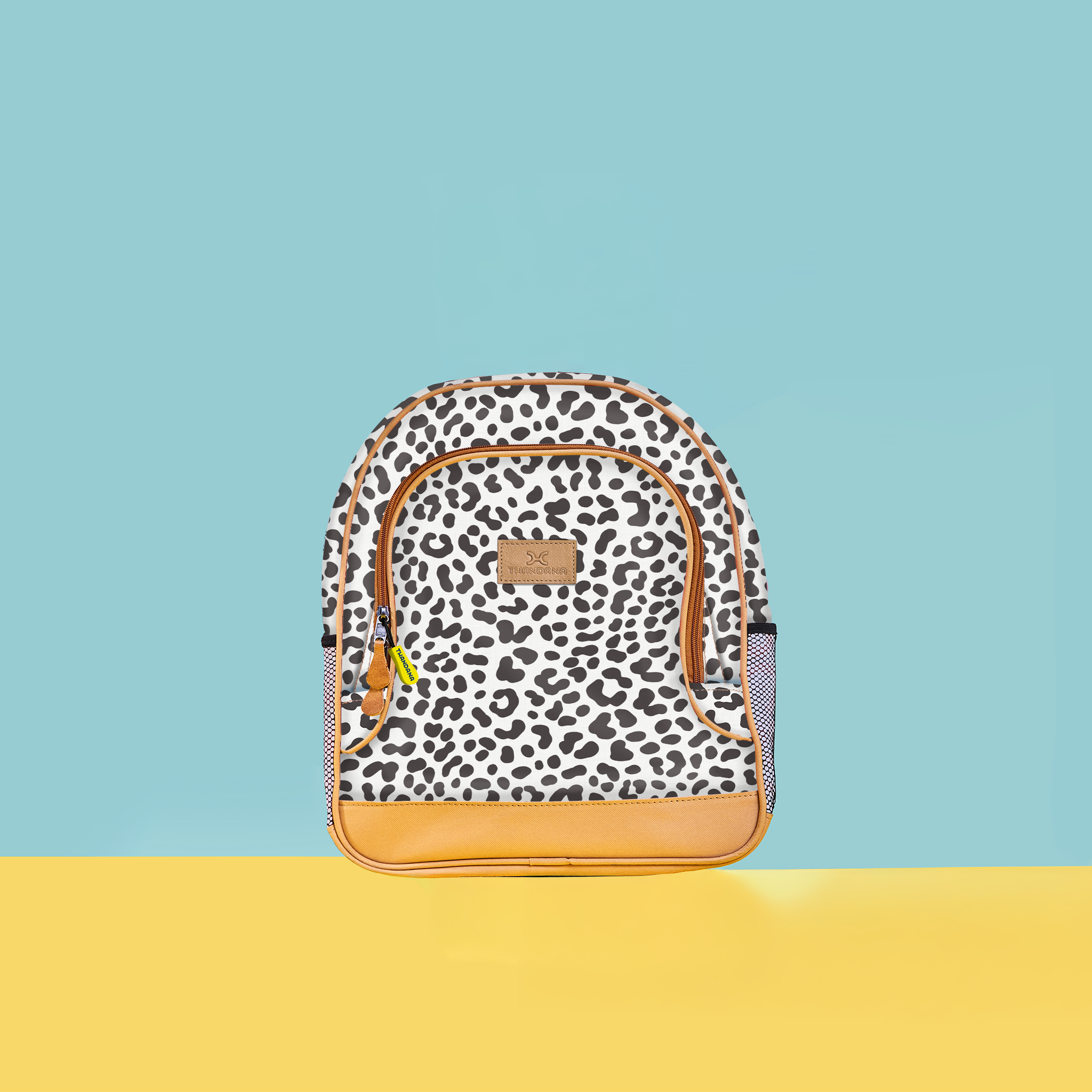 Kids Chubbie Backpack | Laminated Fabric Cheetah - White Kids Backpack by Thandana