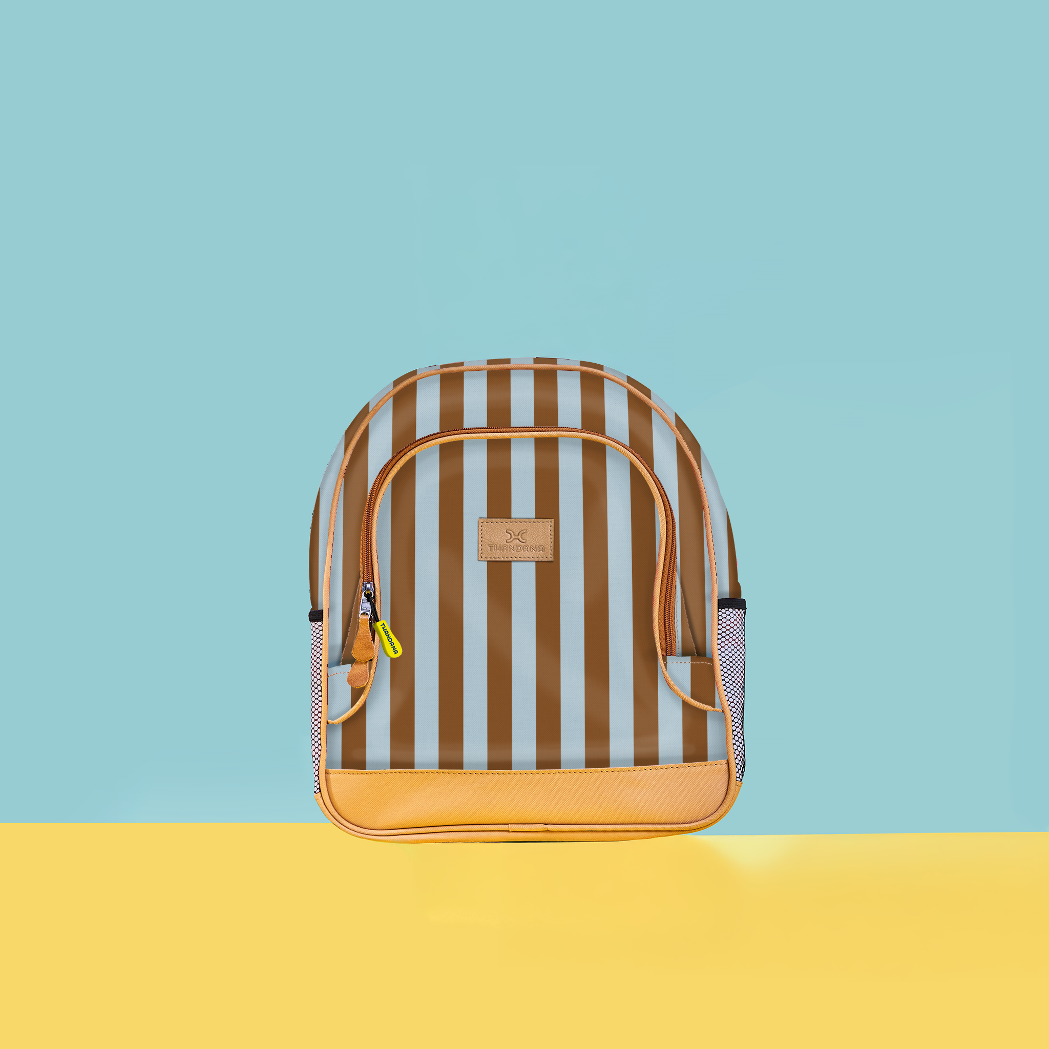Kids Chubbie Backpack | Laminated Fabric Coastal Stripe - Blue Kids Backpack by Thandana