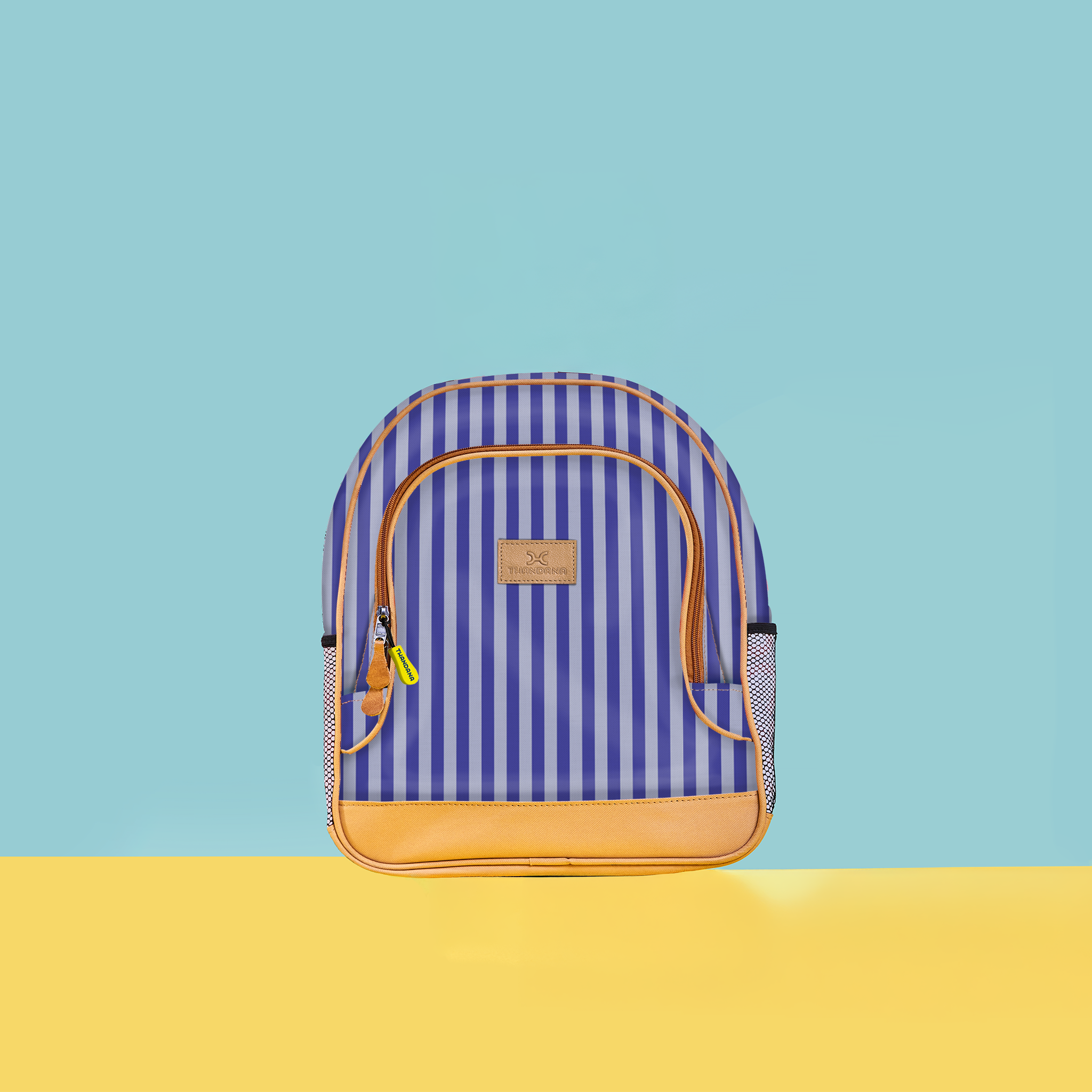 Kids Chubbie Backpack | Laminated Fabric Linear - Jet Kids Backpack by Thandana