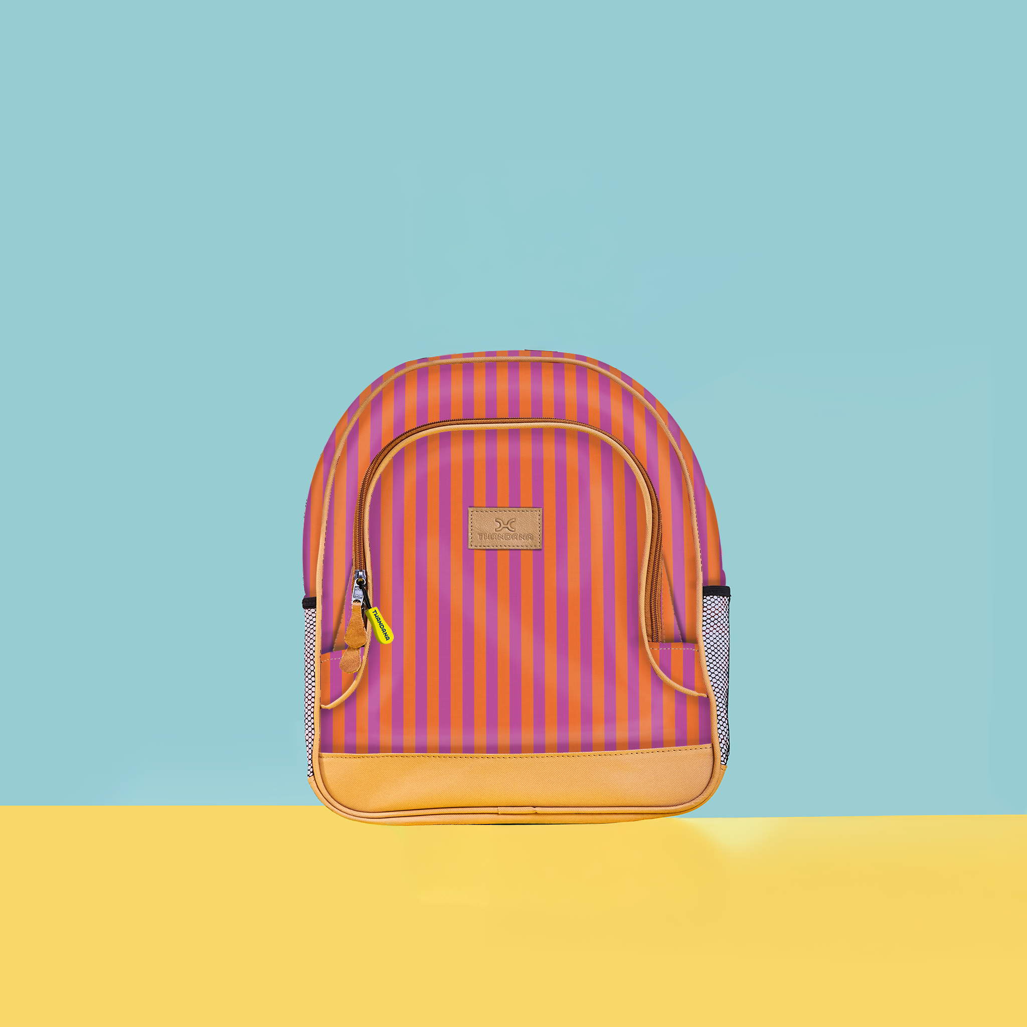 Kids Chubbie Backpack | Laminated Fabric Linear - Preppy Kids Backpack by Thandana