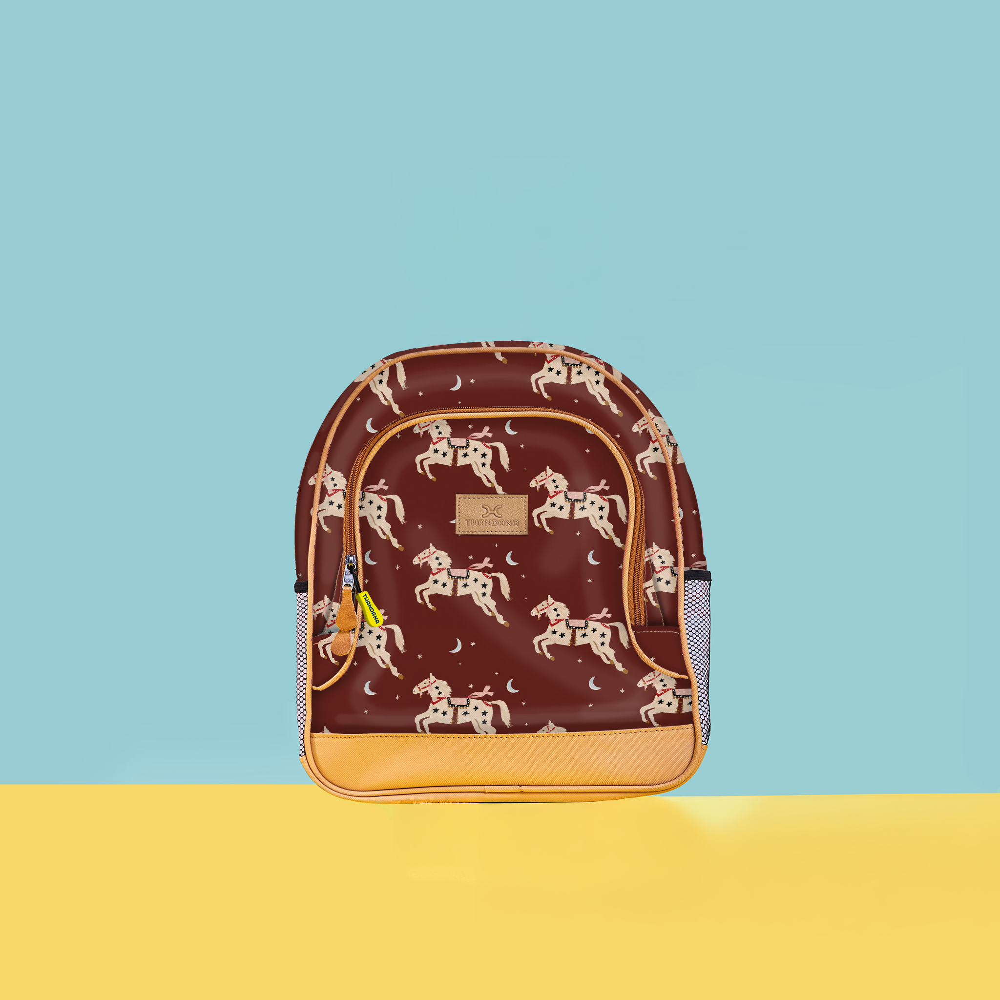 Kids Chubbie Backpack | Laminated Fabric Midnight Pony - Cherry Kids Backpack by Thandana