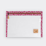 Kids Clear A4 Pouch | Laminated Fabric Cheetah - Pink / Chunky Zip Pouch by Thandana