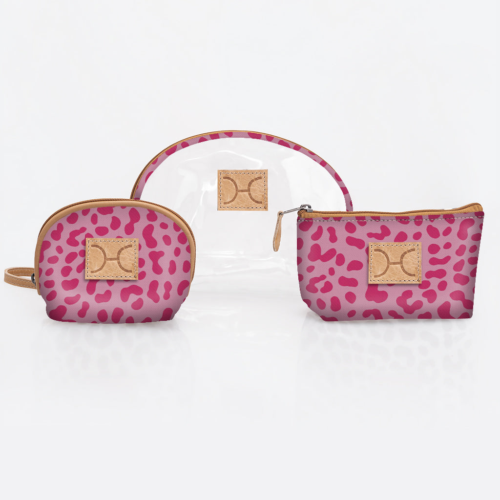 Kids Clear Big Mouth Set | Laminated Fabric Cheetah – Pink Vanity Fabric by Thandana