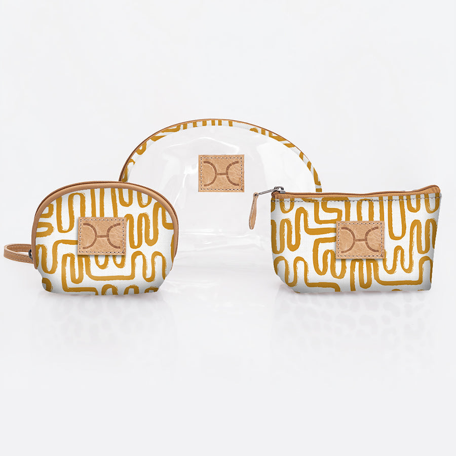 Kids Clear Big Mouth Set | Laminated Fabric Geo - Sand Vanity Fabric by Thandana