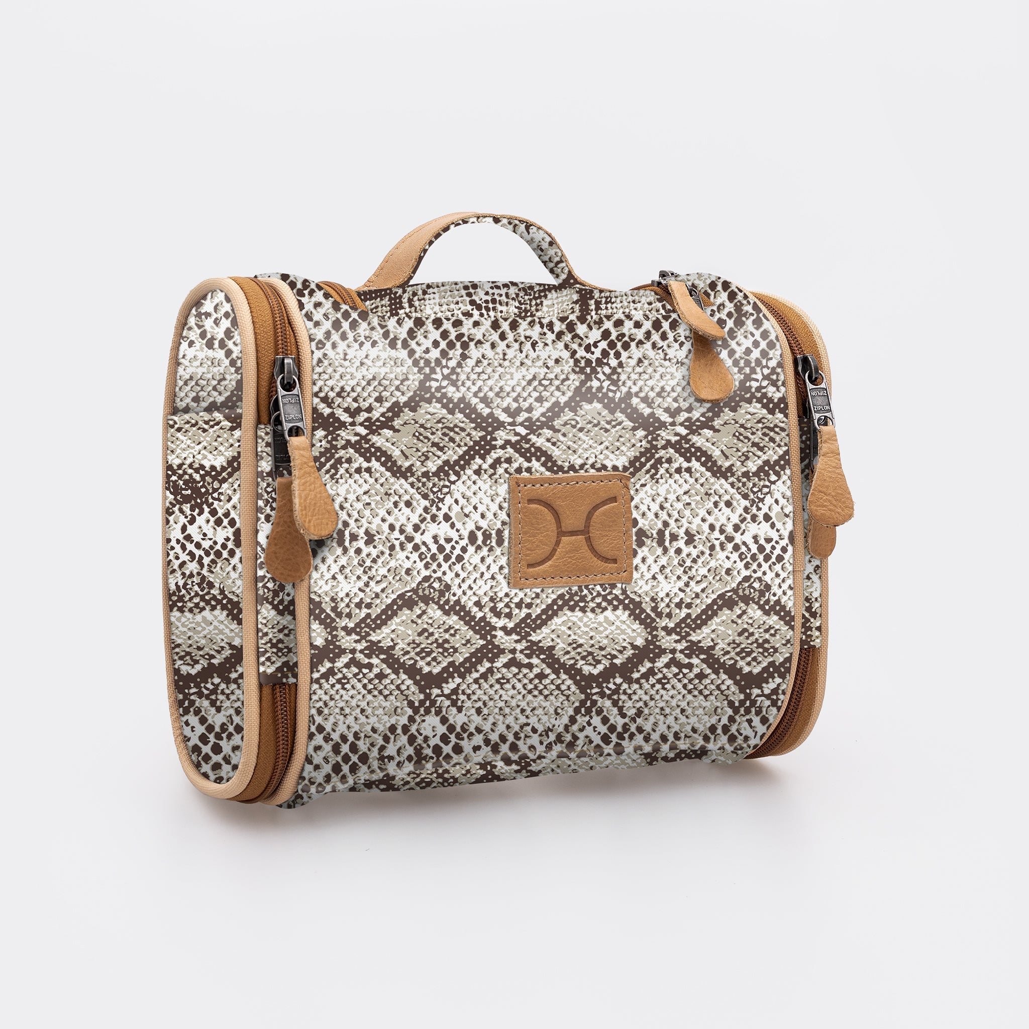 Kids Compact Travel Vanity | Laminated Fabric with Genuine Leather Python - Moody Vanity Fabric by Thandana