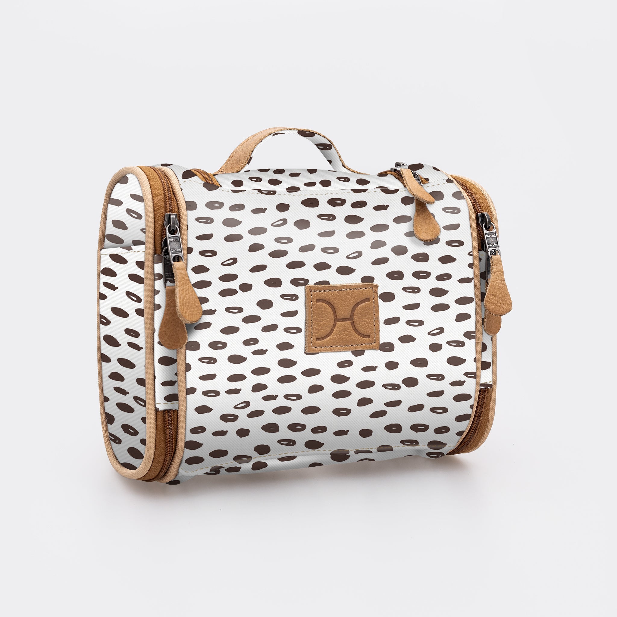 Kids Compact Travel Vanity | Laminated Fabric with Genuine Leather Seeds - White Vanity Fabric by Thandana