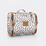 Kids Compact Travel Vanity | Laminated Fabric with Genuine Leather Seeds - White Vanity Fabric by Thandana