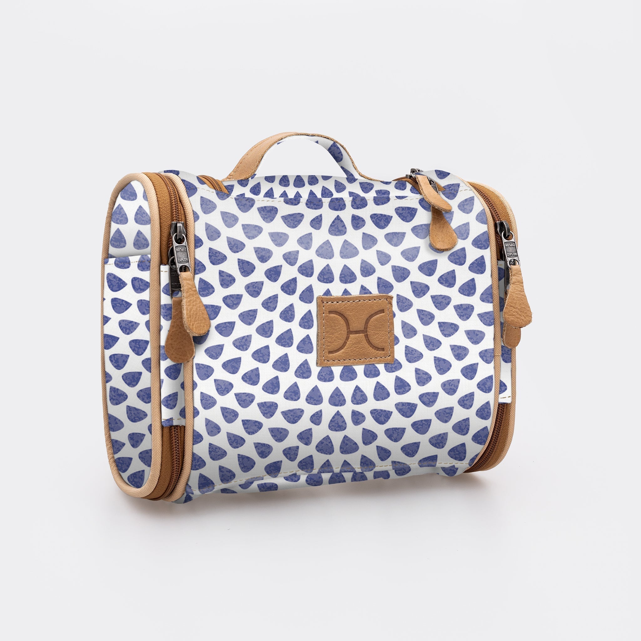 Kids Compact Travel Vanity | Laminated Fabric with Genuine Leather Scale Away with me - Dazzling Blue Vanity Fabric
