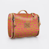 Kids Compact Travel Vanity | Laminated Fabric with Genuine Leather Cheetah - Preppy Vanity Fabric by Thandana