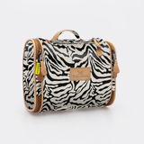 Kids Compact Travel Vanity | Laminated Fabric with Genuine Leather Nomad Stripe - Pitch Vanity Fabric by Thandana