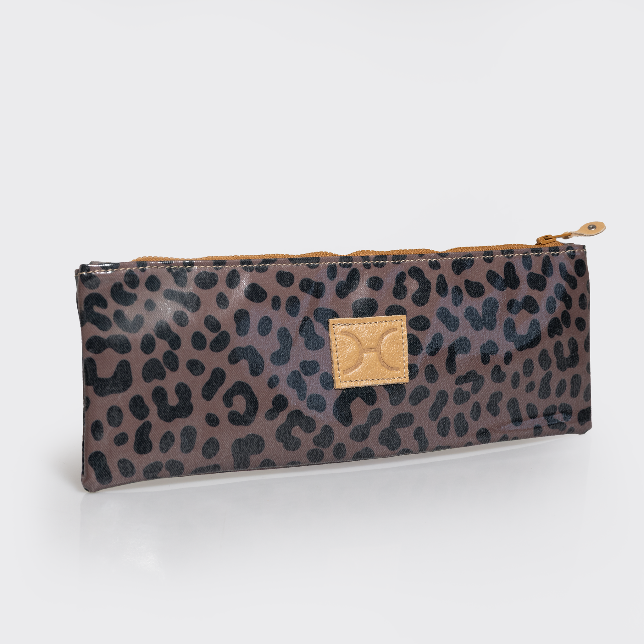 Kids Doodle Pencil Pouch | Laminated Fabric Cheetah -coffee Pencil Case by Thandana
