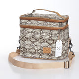 Kids Double Decker Cooler | Laminated Fabric with Genuine Leather Python - Moody / Chunky Zip Double Decker Cooler Bag
