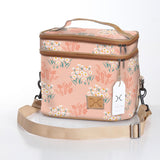 Kids Double Decker Cooler | Laminated Fabric with Genuine Leather Crazy Daisy - Blush / Chunky Zip Double Decker Cooler