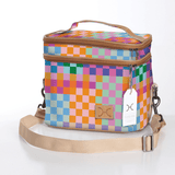 Kids Double Decker Cooler | Laminated Fabric with Genuine Leather Checker - Preppy / Chunky Zip Double Decker Cooler