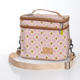 Kids Double Decker Cooler | Laminated Fabric with Genuine Leather Nova - Blush / Chunky Zip Double Decker Cooler Bag