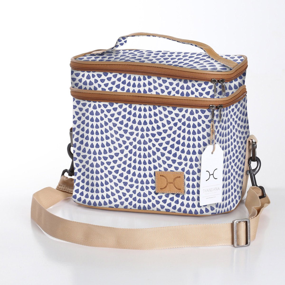 Kids Double Decker Cooler | Laminated Fabric with Genuine Leather Scale Away with me - Dazzling Blue / Chunky Zip