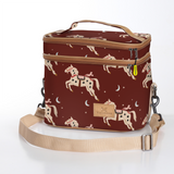 Kids Double Decker Cooler | Laminated Fabric with Genuine Leather Midnight Pony - Cherry / Chunky Zip Double Decker